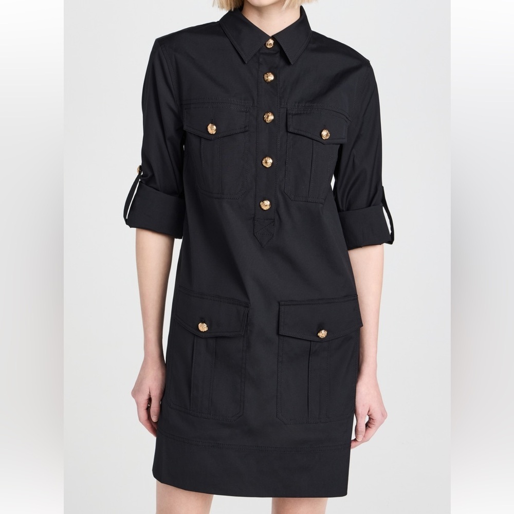 NWT Veronica Beard Black Gold Button Shirt Saude Dress - Picture 11 of 12
